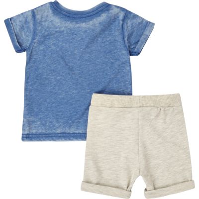Mini boys grey shorts and t-shirt outfit